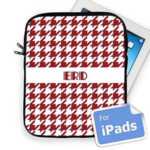 Custom Initials Red Hounds Tooth Ipad Sleeve