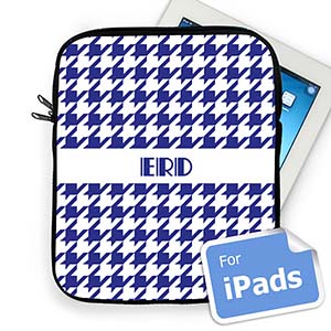 Custom Initials Blue Hounds Tooth Ipad Sleeve