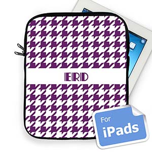 Custom Initials Purple Hounds Tooth Ipad Sleeve
