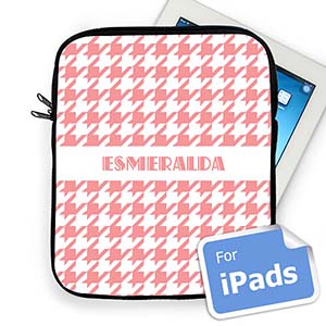 Custom Name Pink Hounds Tooth Ipad Sleeve