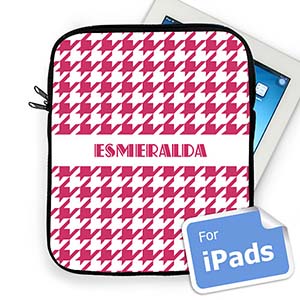 Custom Name Hot Pink Hounds Tooth Ipad Sleeve
