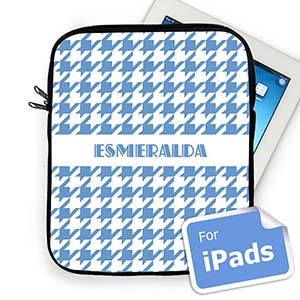 Custom Name Sky Blue Hounds Tooth Ipad Sleeve