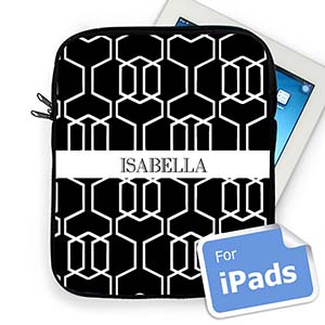 Custom Name Black Trellis Ipad Sleeve