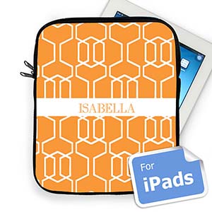 Custom Name Orange Trellis Ipad Sleeve