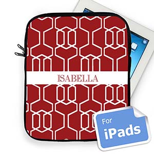 Custom Name Red Trellis Ipad Sleeve