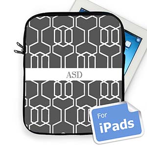 Custom Initials Grey Trellis Ipad Sleeve