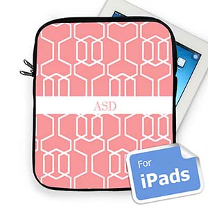 Custom Initials Pink Trellis Ipad Sleeve