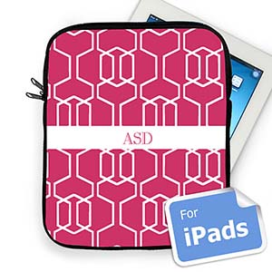 Custom Initials Hot Pink Trellis Ipad Sleeve