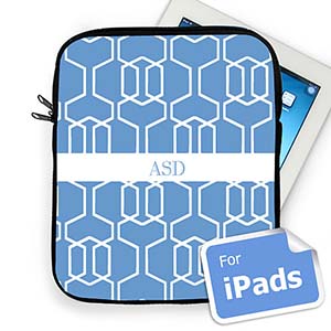 Custom Initials Sky Blue Trellis Ipad Sleeve