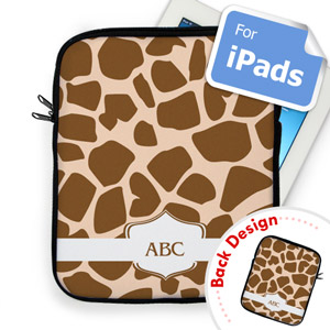 Custom Front And Back Brown Giraffe Pattern Ipad Sleeve