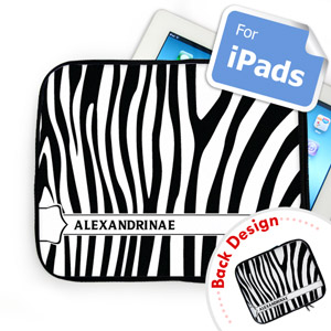 Custom Front And Back Zebra Pattern Ipad Sleeve