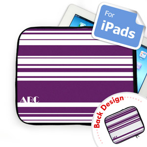 Custom Front And Back Purple Stripes Ipad Sleeve