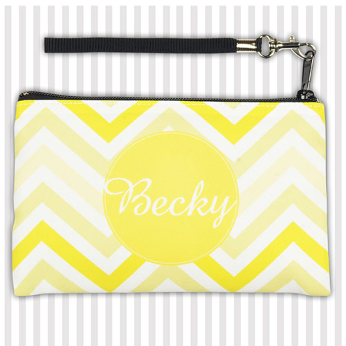 Personalised Modern Yellow Chevron Wristlet Bag (Medium Inch)