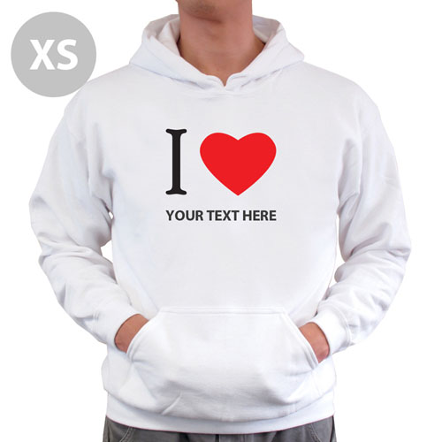 Personalised Personalised I Love (Heart) White Xs Hoodie