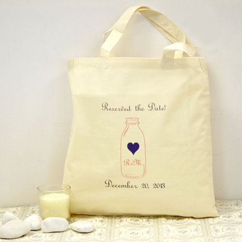 Personalised Wedding Purple Mason Jar Cotton Tote Bag