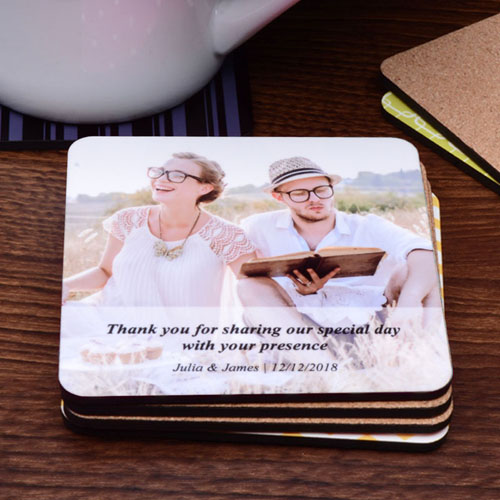 Personalised Photo Transparent Stripe Cork Coaster