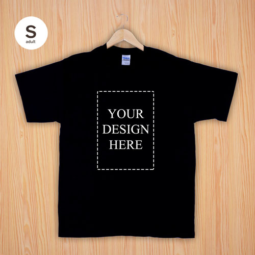 Custom Print Cotton Black Portrait Image Adult Small T Shirt