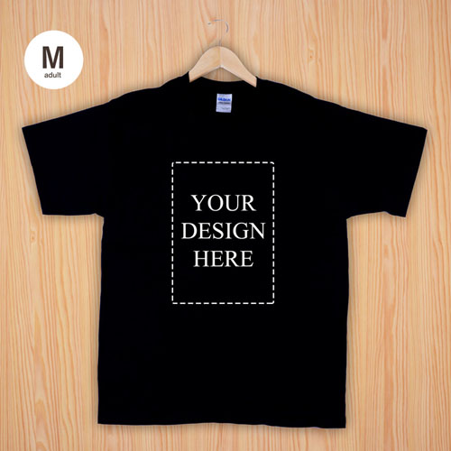 Custom Print Cotton Black Portrait Image Adult Medium T Shirt