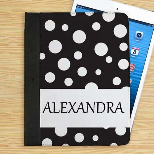 Personalised Personalised Name Black Polka Dot Folio Case