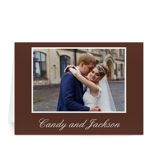 Custom Chocolate Brown Wedding Photo Cards, 5