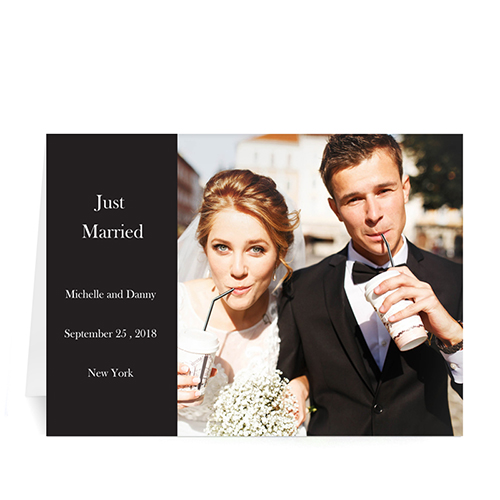 Personalised Classic Black Wedding Photo Cards, 5